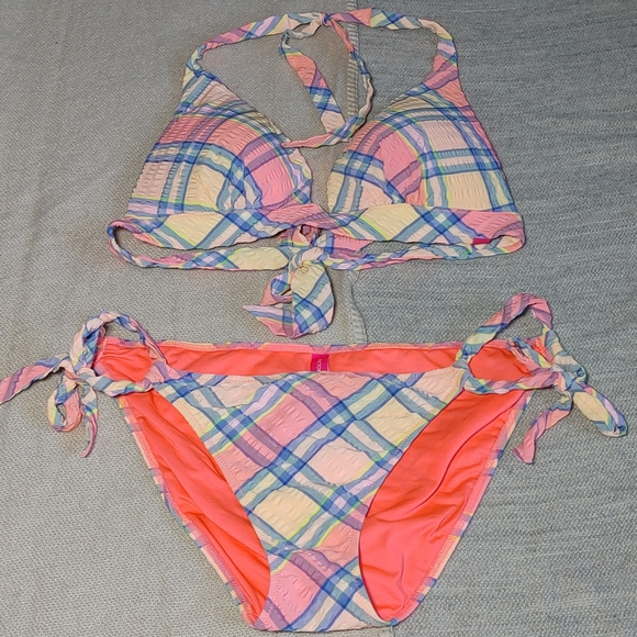 Victoria's secret pastel plaid bikini set